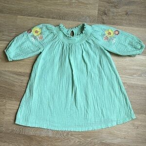 Bonnie Jean smocked puff sleeve with floral embroidery dress girl 6X